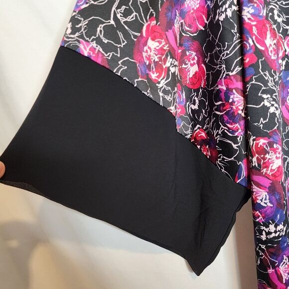 3X/4X Torrid Kimono Sleeve Midi Robe Satin Floral Black Plussize Soft Robe Tie - Picture 4 of 8